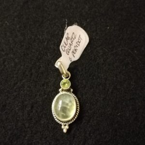 Clear quartz & peridot in silver pendant