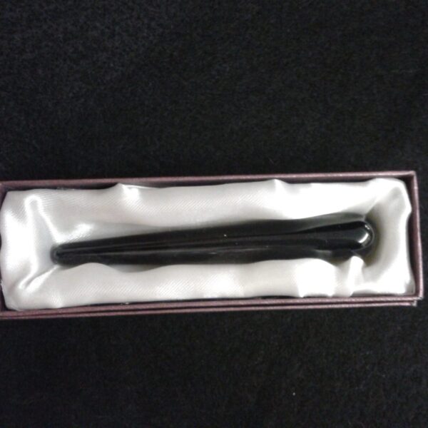 10cm Boxed gently curved Black Obsidian wand.