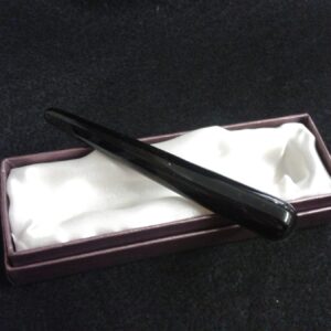 10cm Boxed gently curved Black Obsidian wand